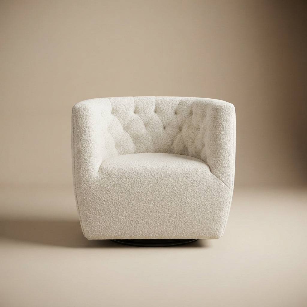 Lotte Cream Boucle Swivel Chair