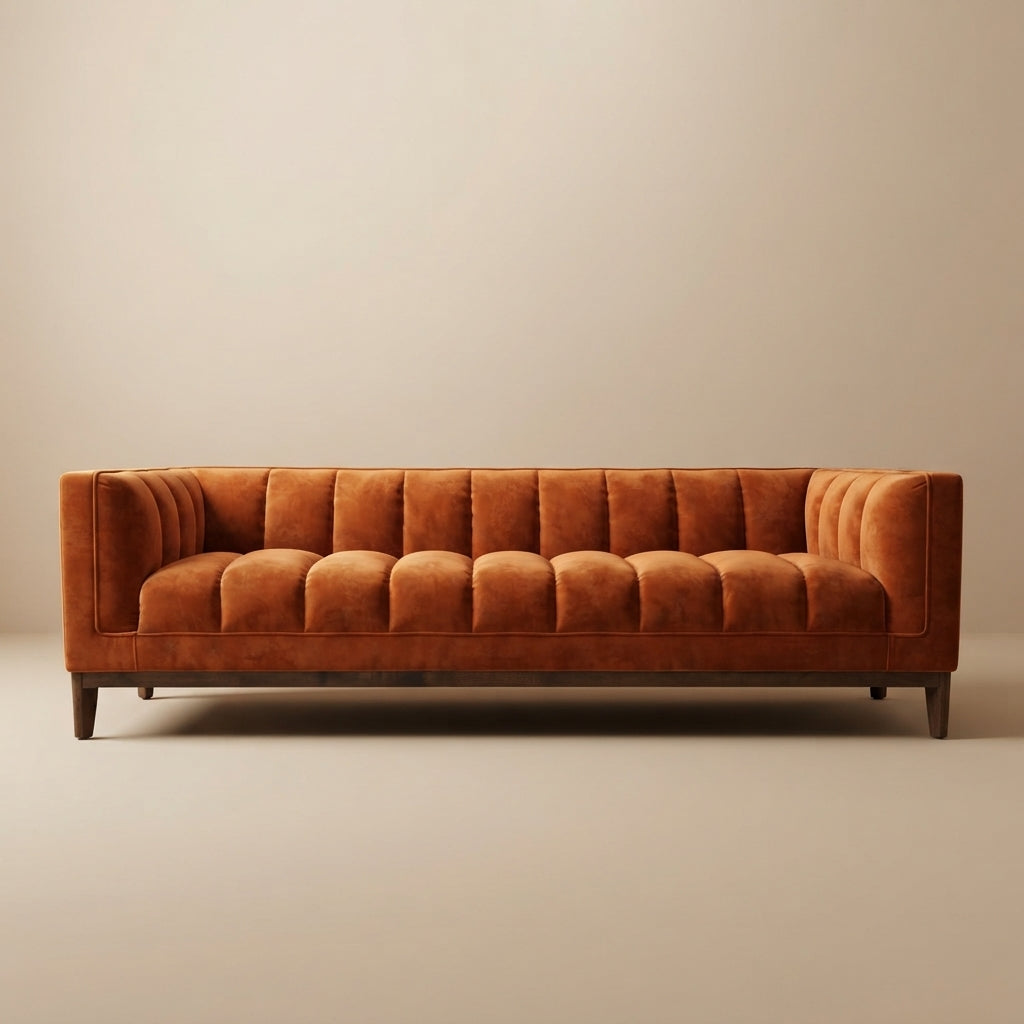 Jersey Orange Velvet Sofa
