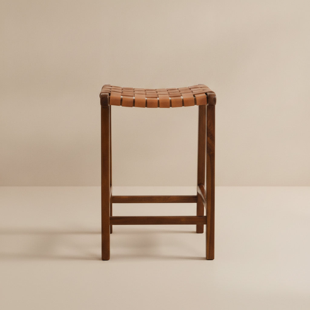 Andaman Tan Leather Counter Stool