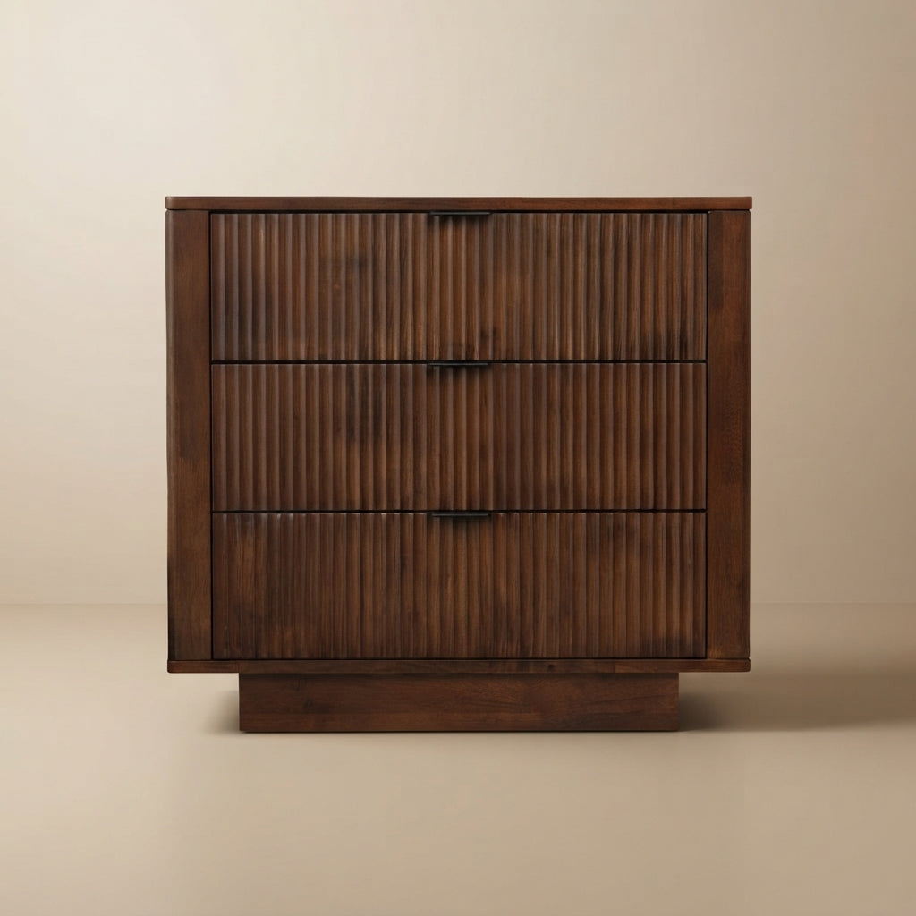 Webster 3 Drawers Walnut Nightstand