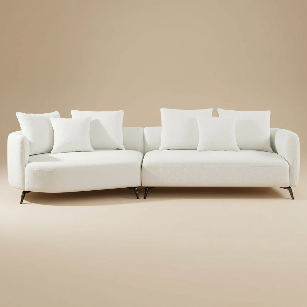 Lusia Ivory Boucle Sectional Sofa Left