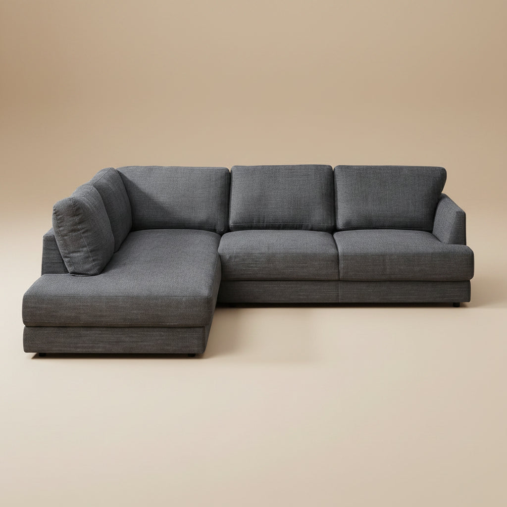 Glendale Grey Fabric L-Shaped Left Sectional Sofa