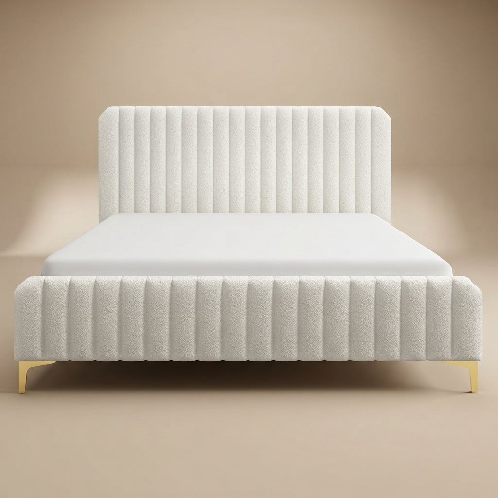 Angela King Size Cream Boucle Platform Bed