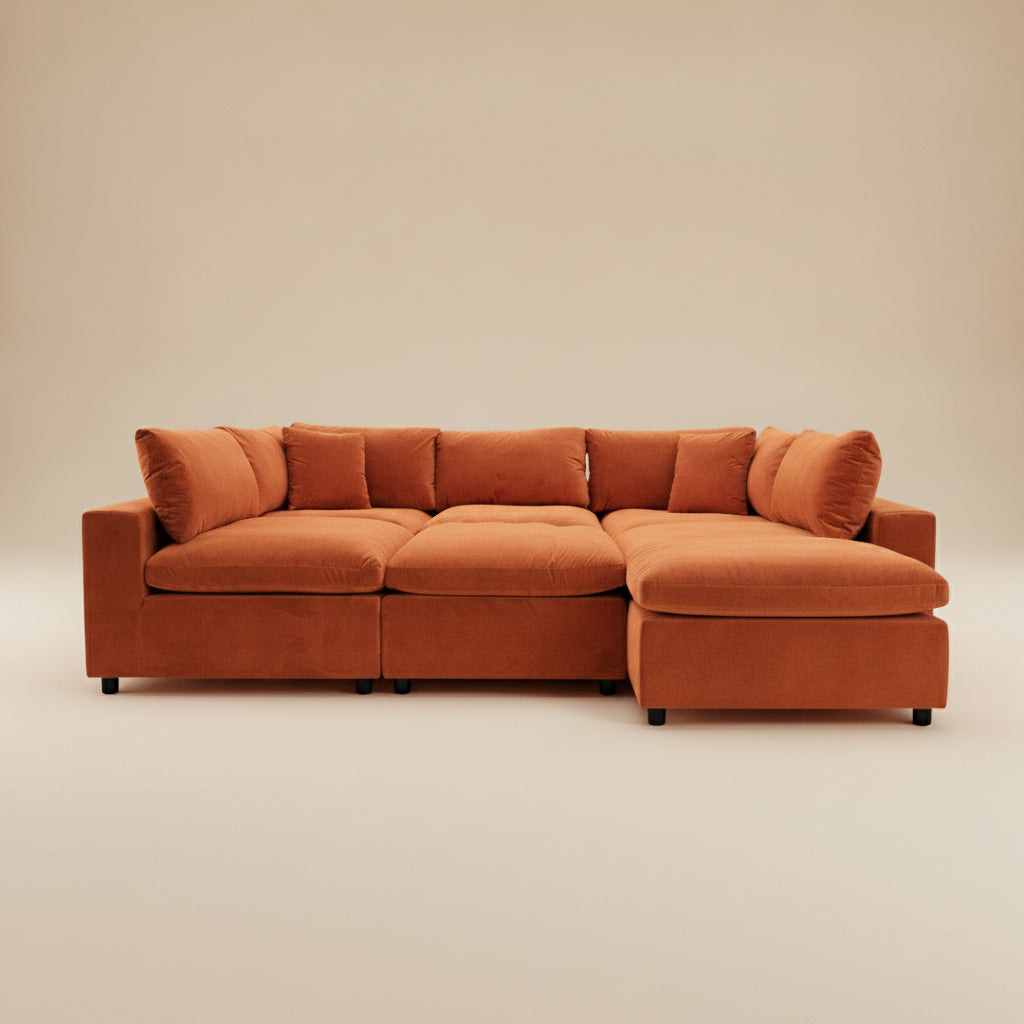 Laurel Burnt Orange Velvet Modular Corner Sofa