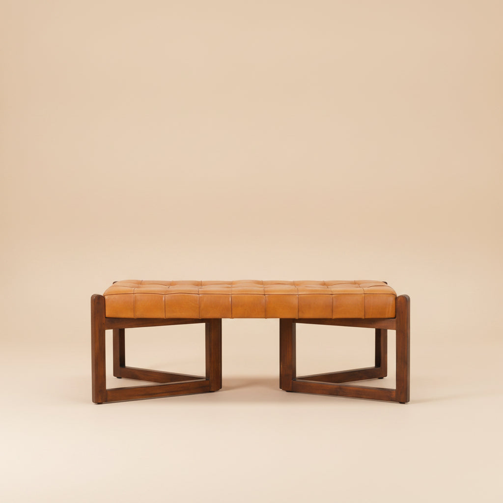 Rosemont Tan Leather Bench