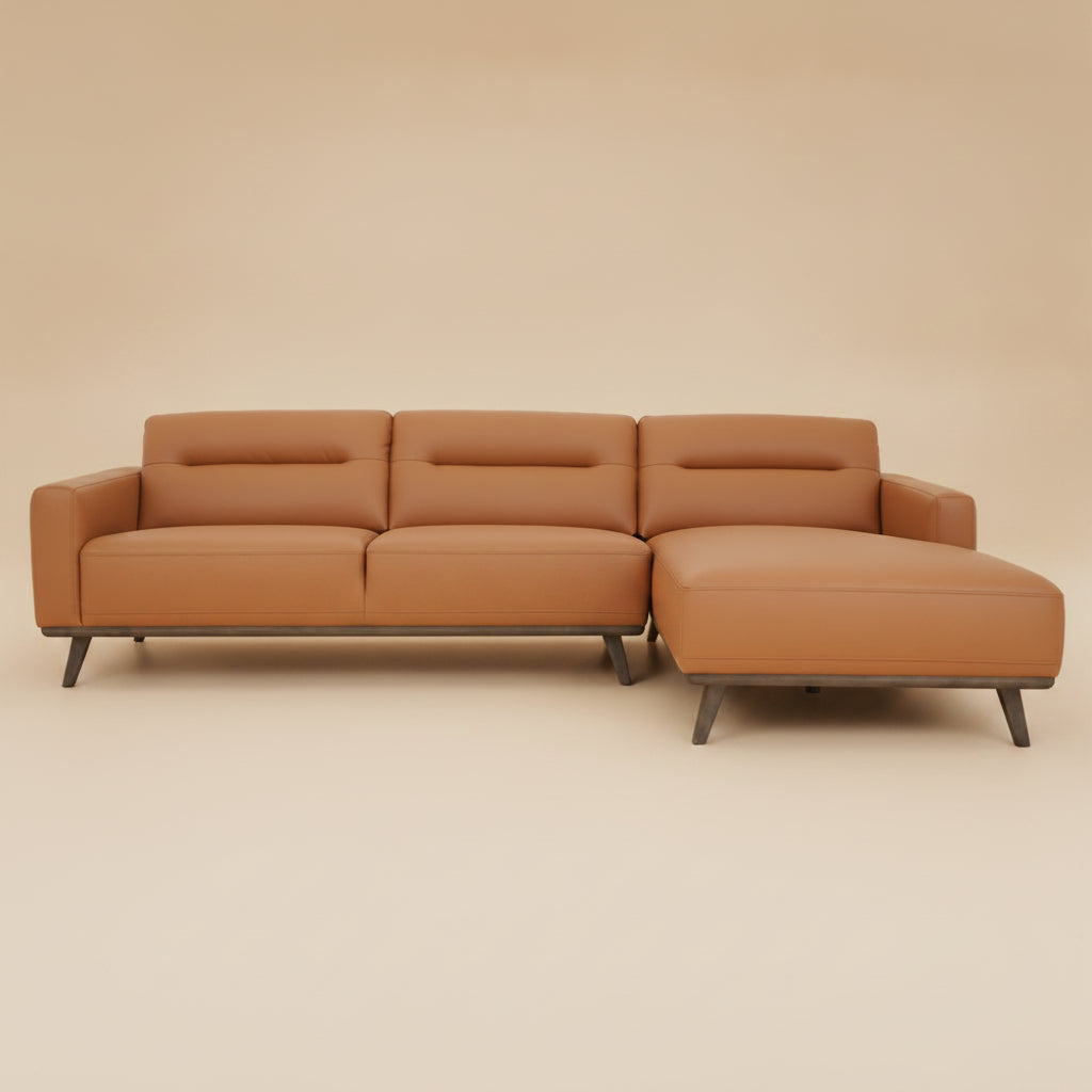 Baltic Sectional Right Cognac Leather Sofa