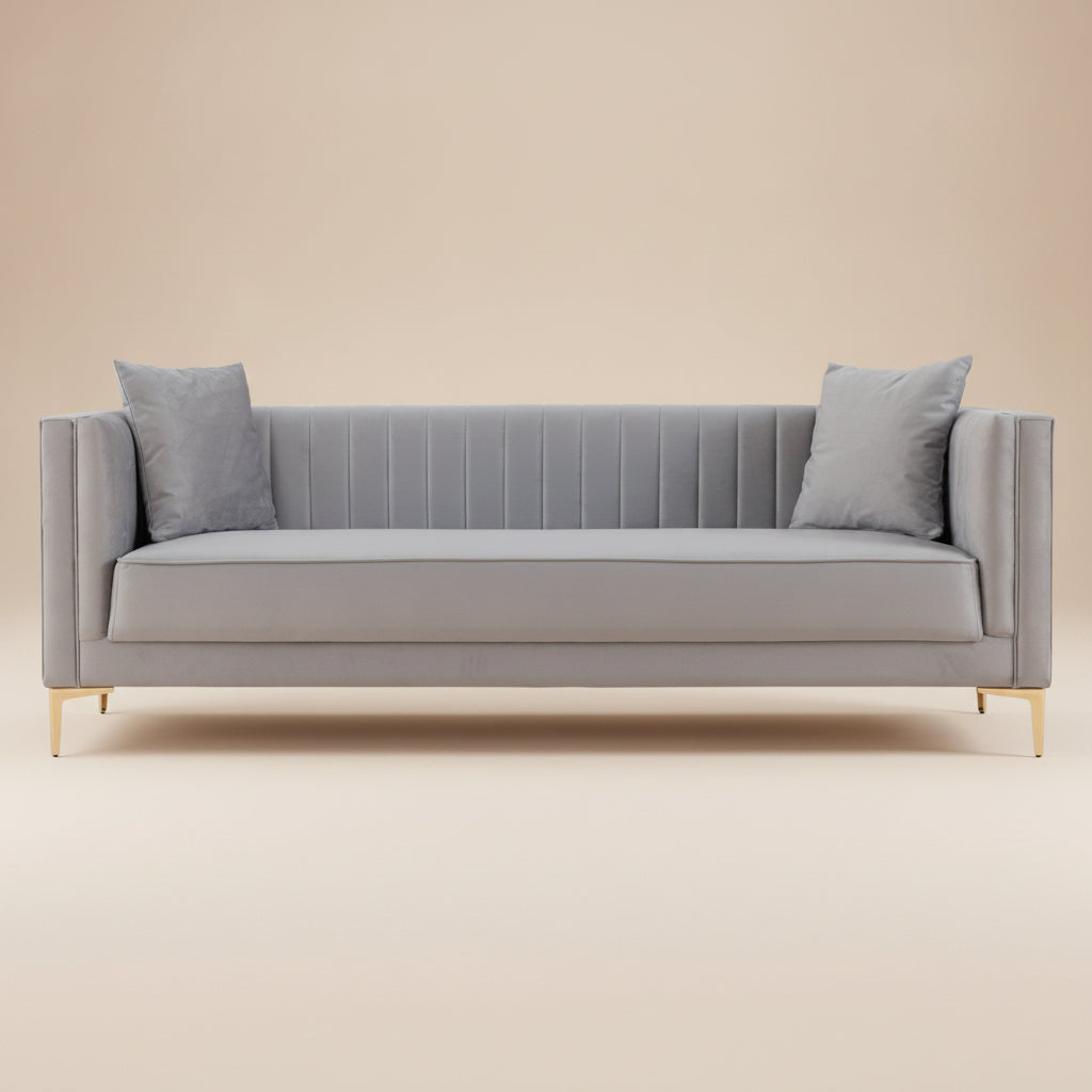 Kendra Light Grey Velvet Sofa