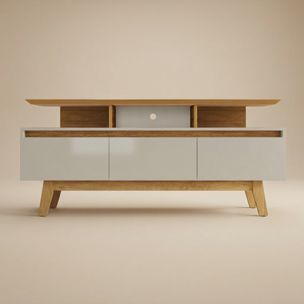 Yonkers TV Stand - Off White and Natural