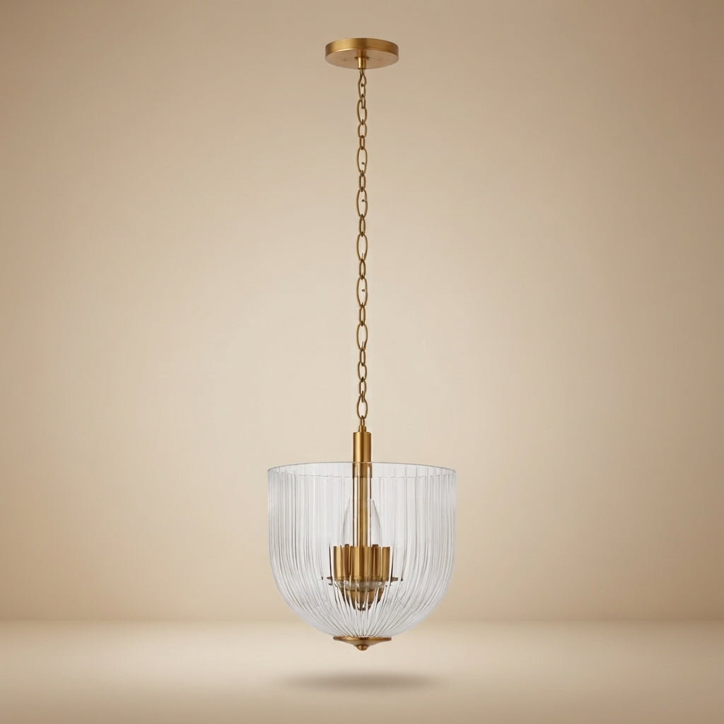 Lustra Pendant Lamp Coarse Gold - Clear Glass