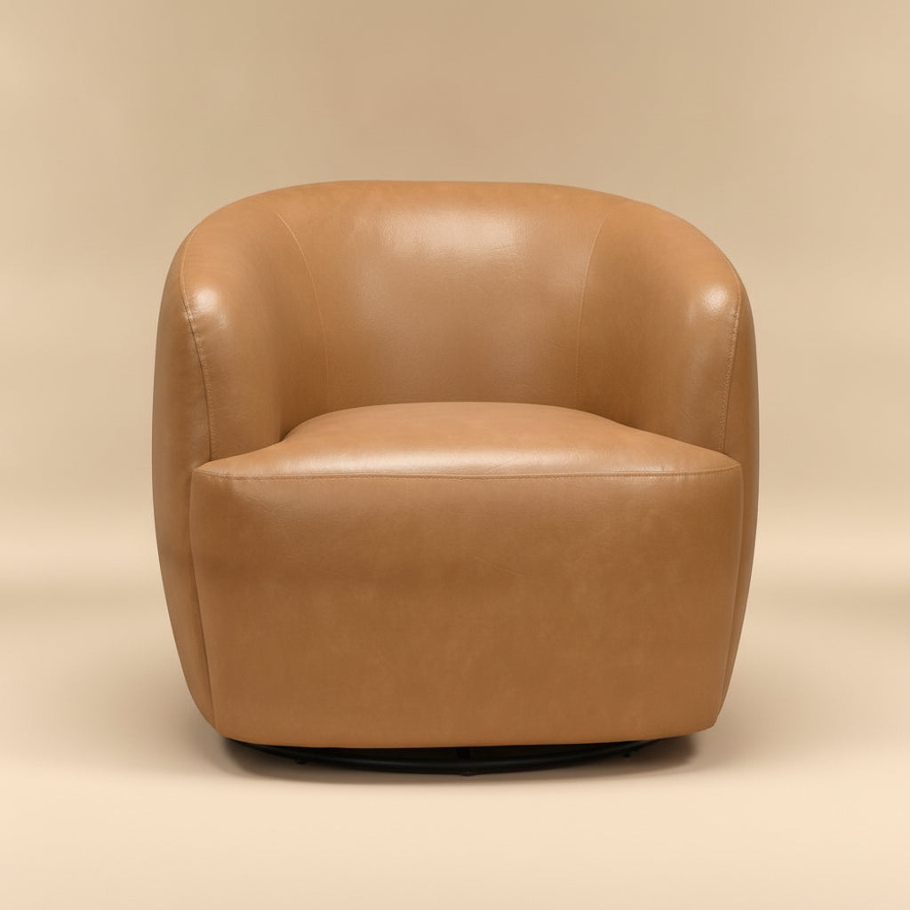 Rivet Tan Vegan Leather Swivel Chair