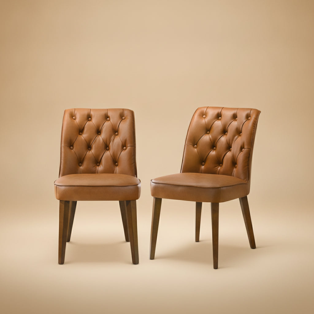 Carter Cognac Vegan Leather Dining Chair - Set Of 2