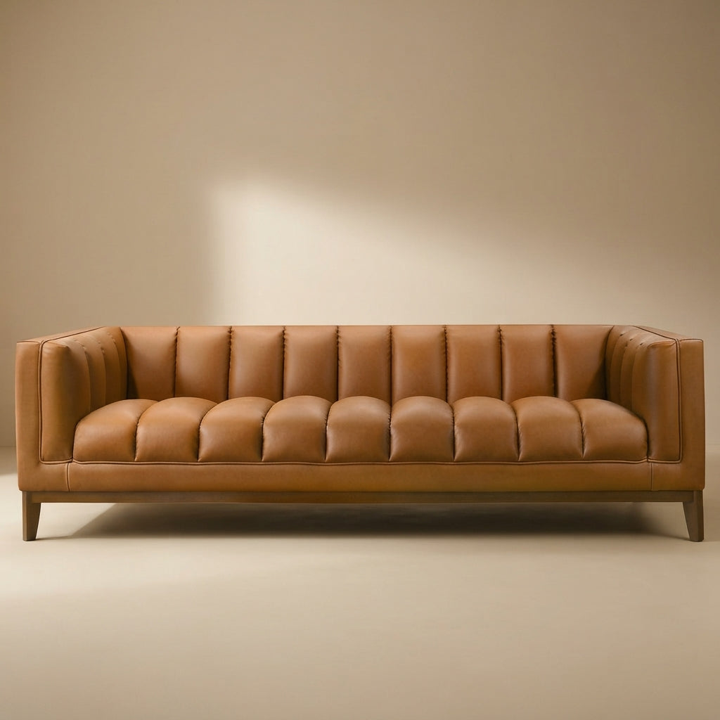 Jersey Cognac Vegan Leather Sofa
