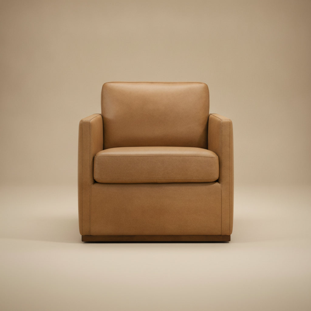 Victor Tan Leather Swivel Chair