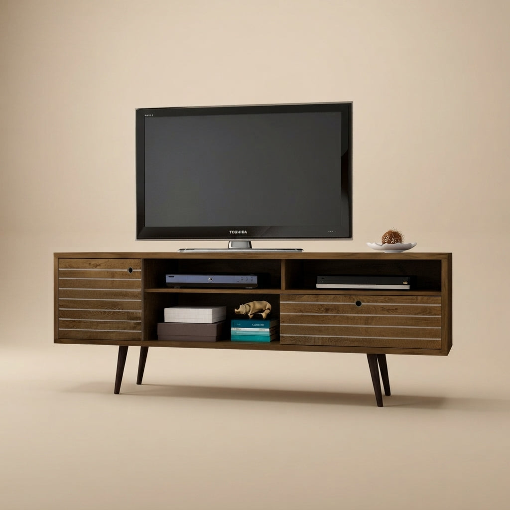 Liberty 70.86" Mid-Century Rustic Brown Modern TV Stand