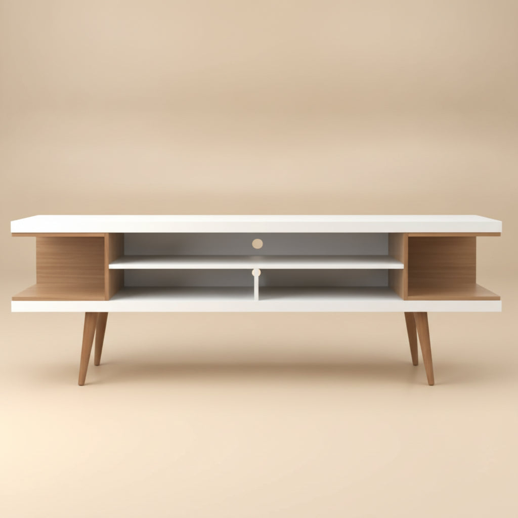 Utopia 71" TV Stand in White and Maple Cream
