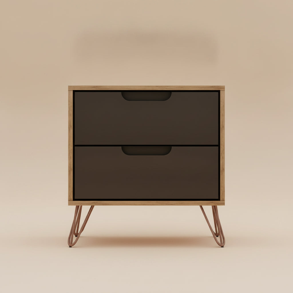 Rockefeller Nightstand 2.0 in Nature and Textured Grey