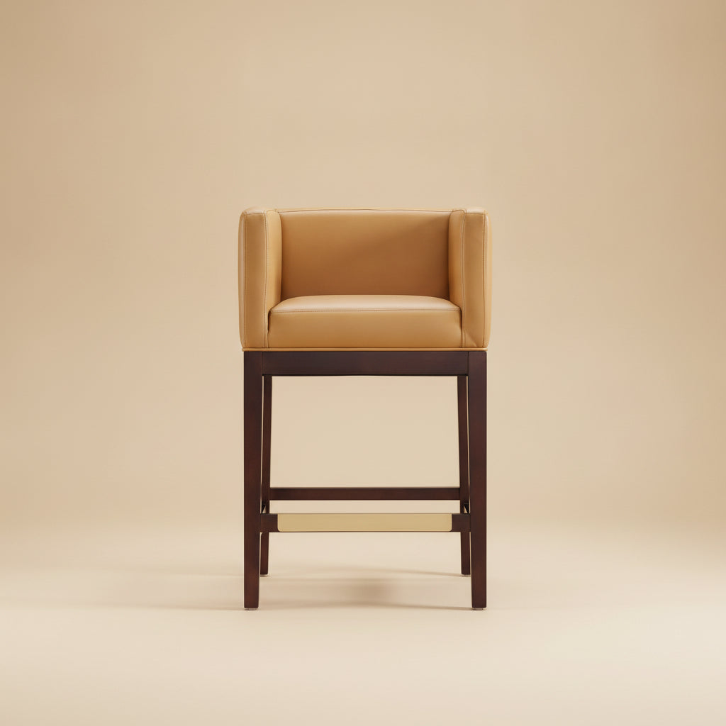 Kingsley Counter Stool with Backrest - Camel