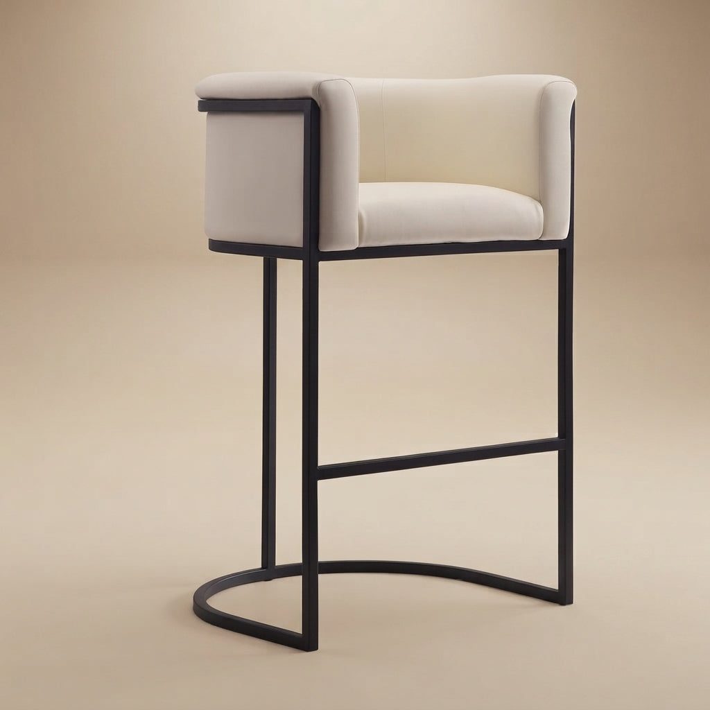 Cosmopolitan Modern Cream Vegan Leather Barstool
