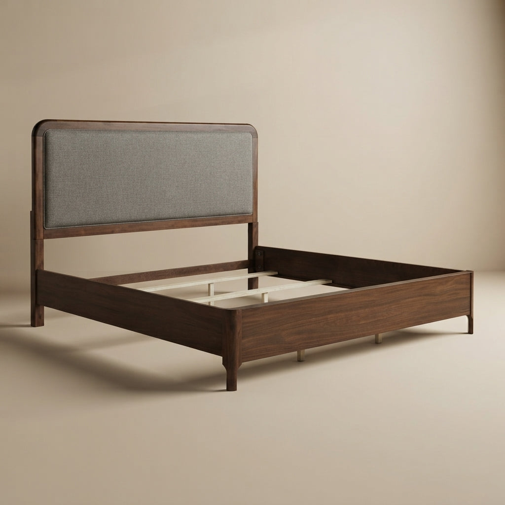 Maderia 57-inch Upholstered Panel Bed Walnut