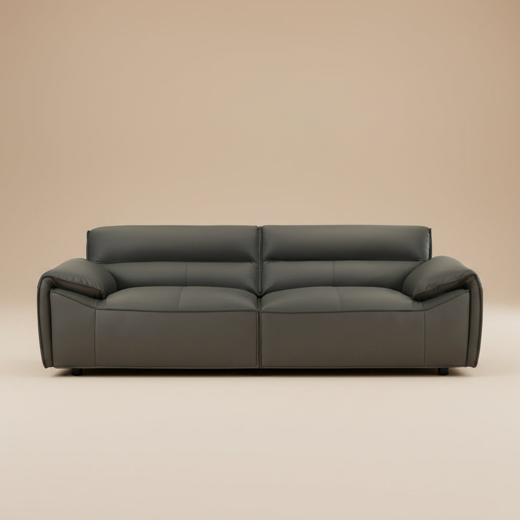 Buxton Graphite Top Grain Leather Upholstered Sofa