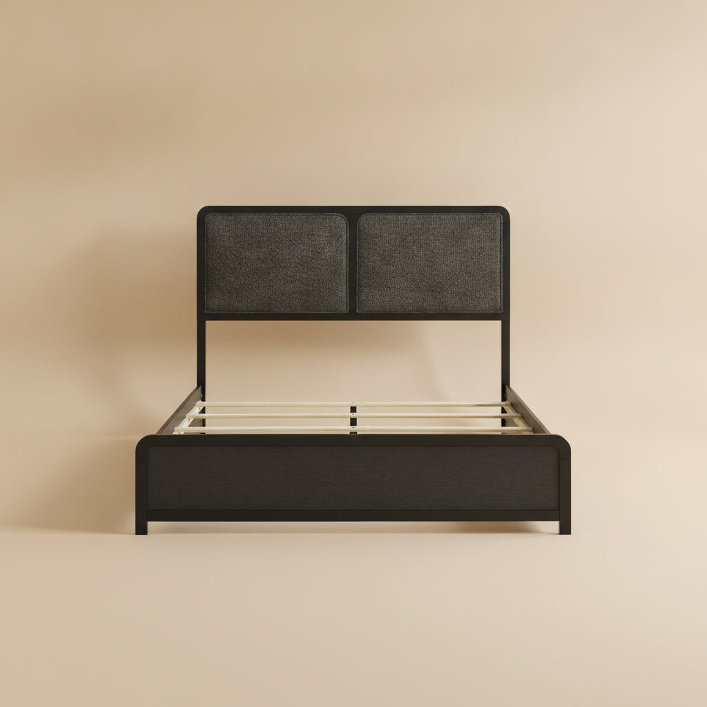 Cavelle 51-inch Black Upholstered Eastern King Bed Black