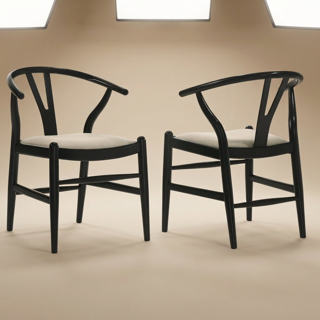 Crestmont Wood Wishbone Dining Side Chair Black (Set of 2)