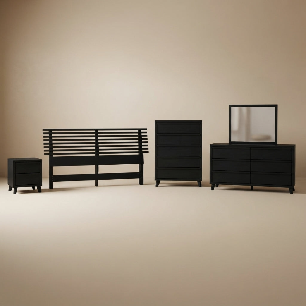 Danziar King Slat Headboard, Dresser, Mirror, Chest and Nightstand
