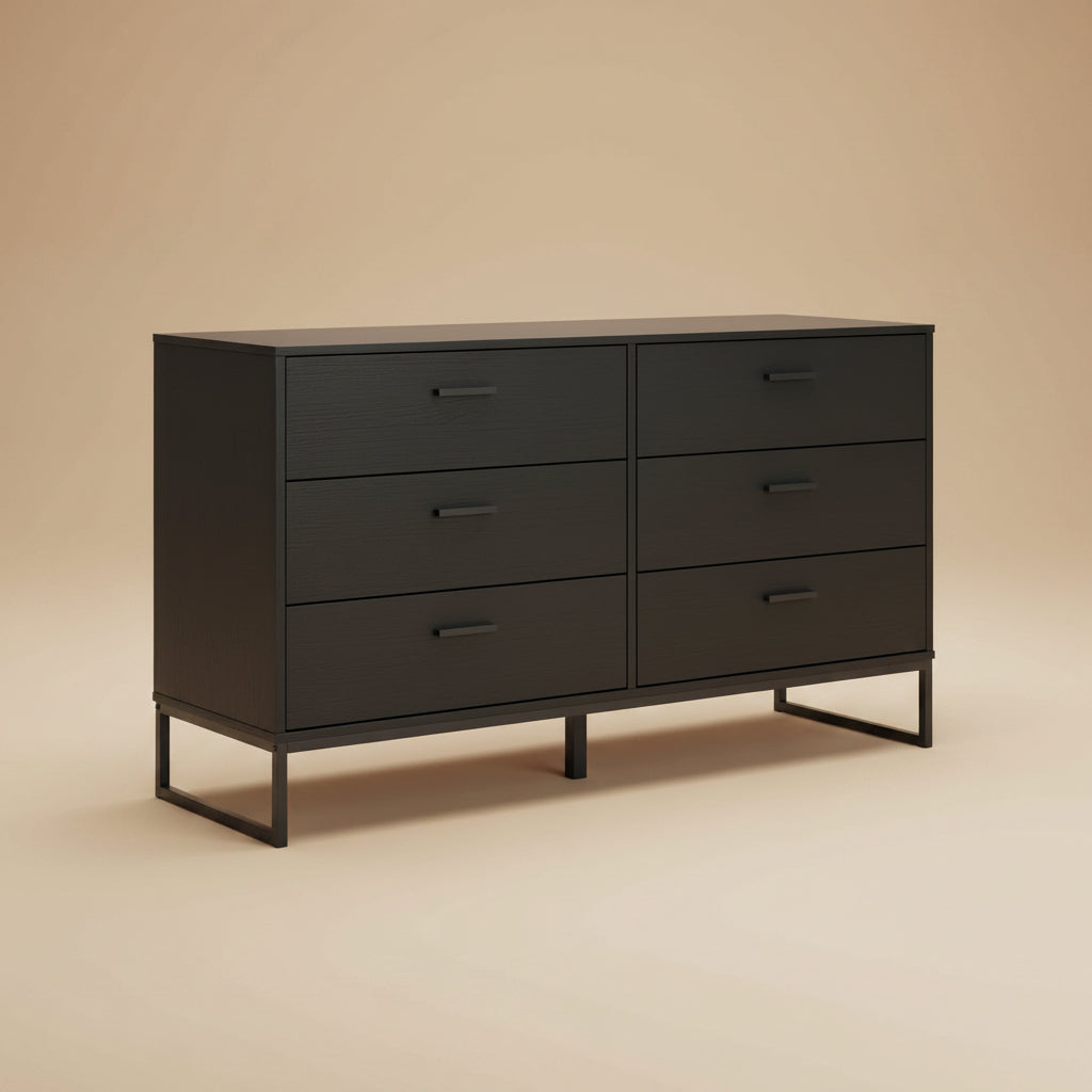 Socalle Black 6 Drawer Dresser