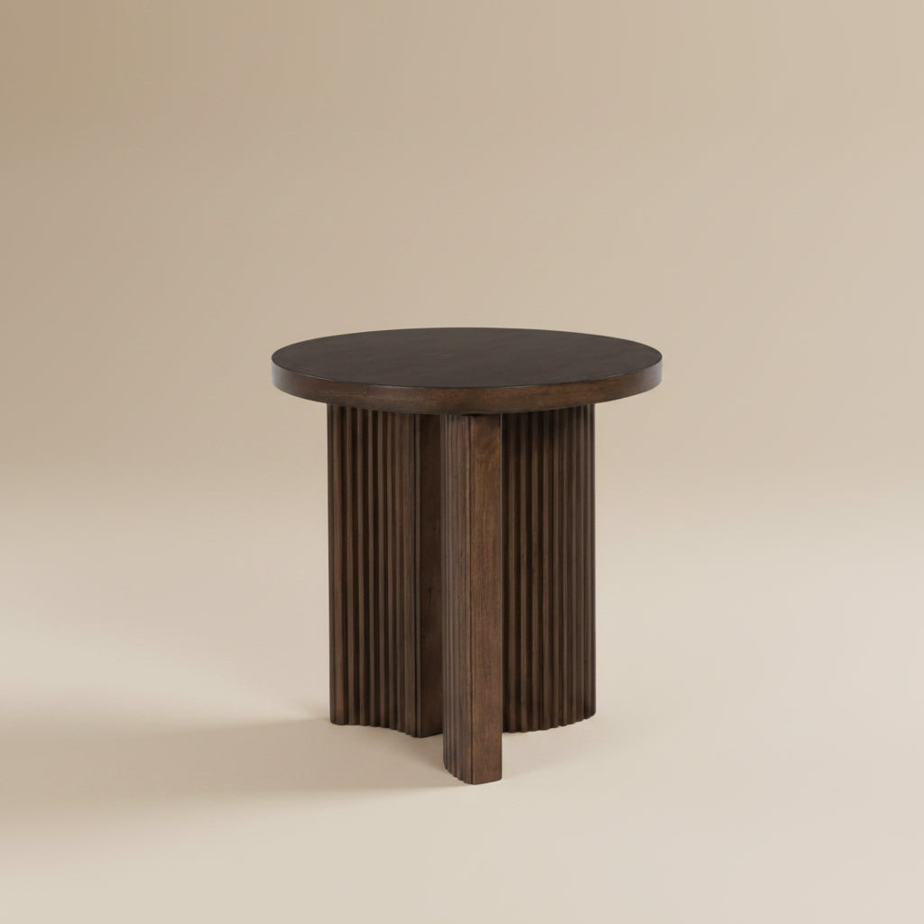 Korestone Round End Table - Brown
