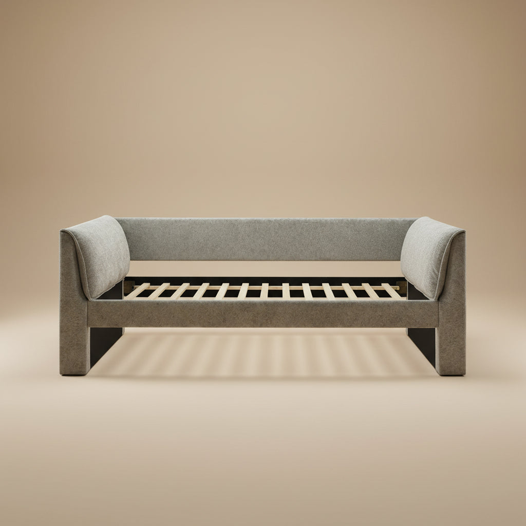 Upney Contemporary Slate Gray Fabric Fully Upholstered Twin Daybed with Trundle