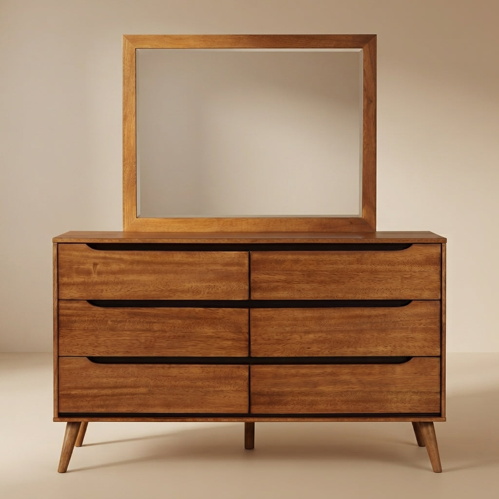 Lennart Mid-Century Modern Oak Solid Wood Dresser