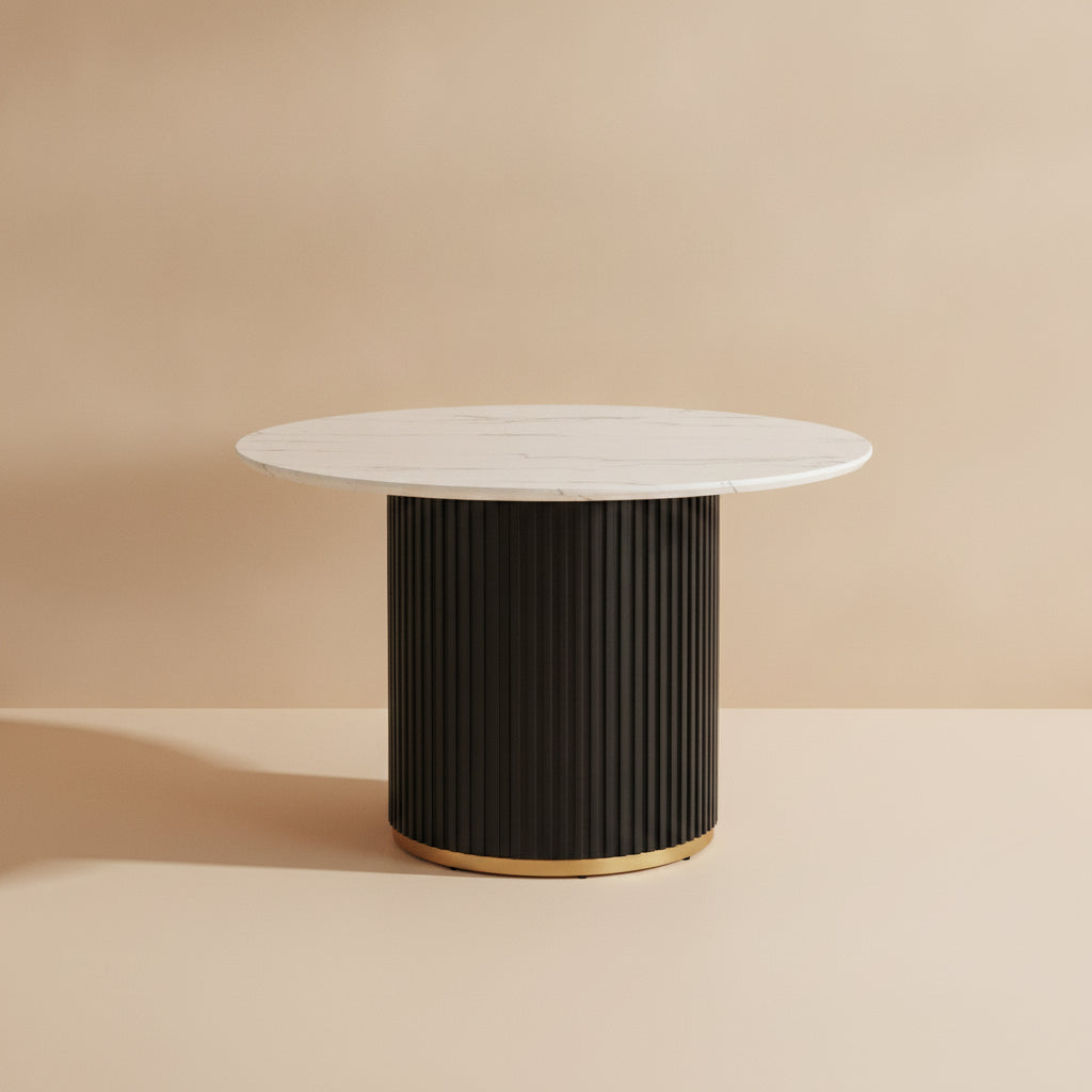 Borden Contemporary Black and White Round Pedestal Dining Table