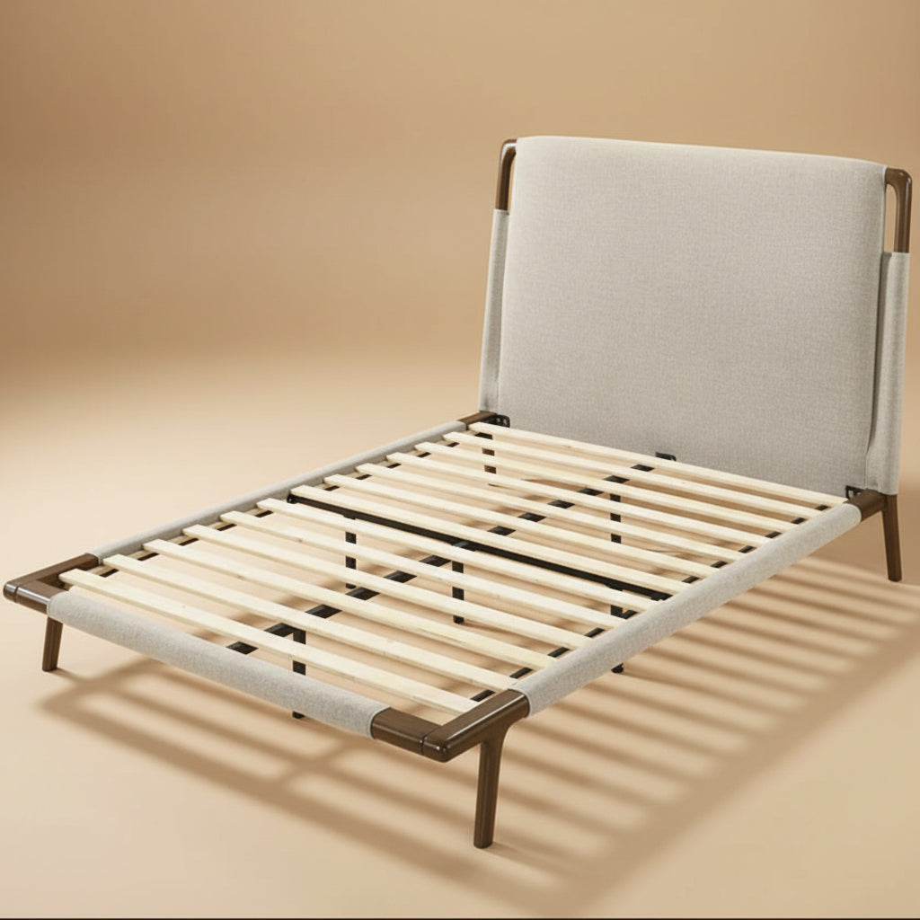 Didcot Beige Fabric Queen Bed