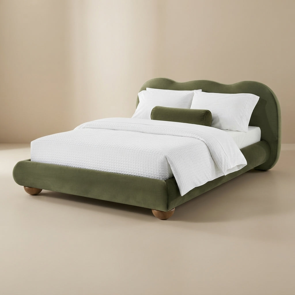 Finamore Olive Green Queen Bed