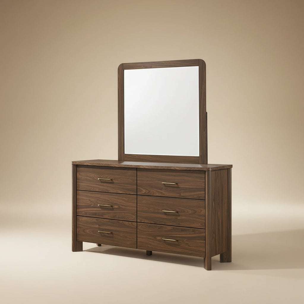 Hayward Mid-Century Modern Walnut Solid Wood Dresser by Furniture of America