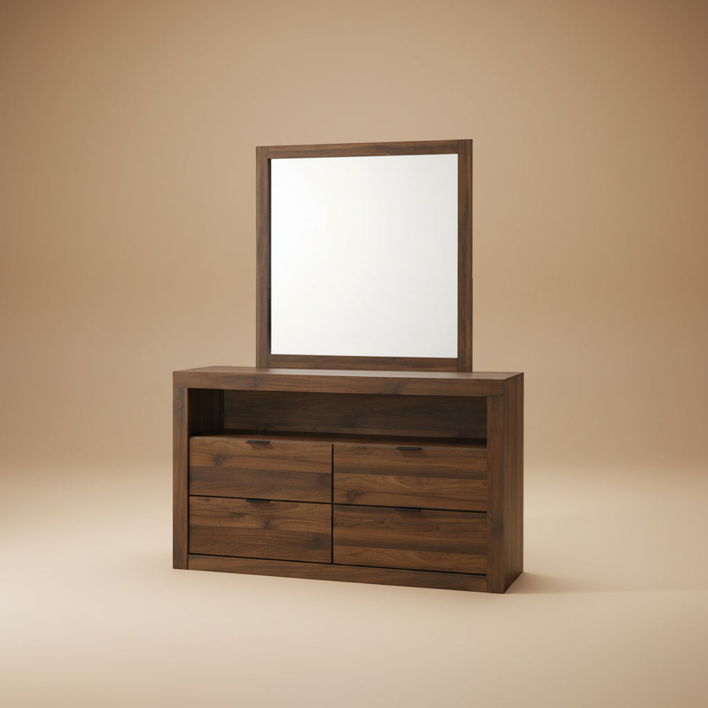 Altimari Contemporary Walnut Rubberwood Dresser by Furniture of America