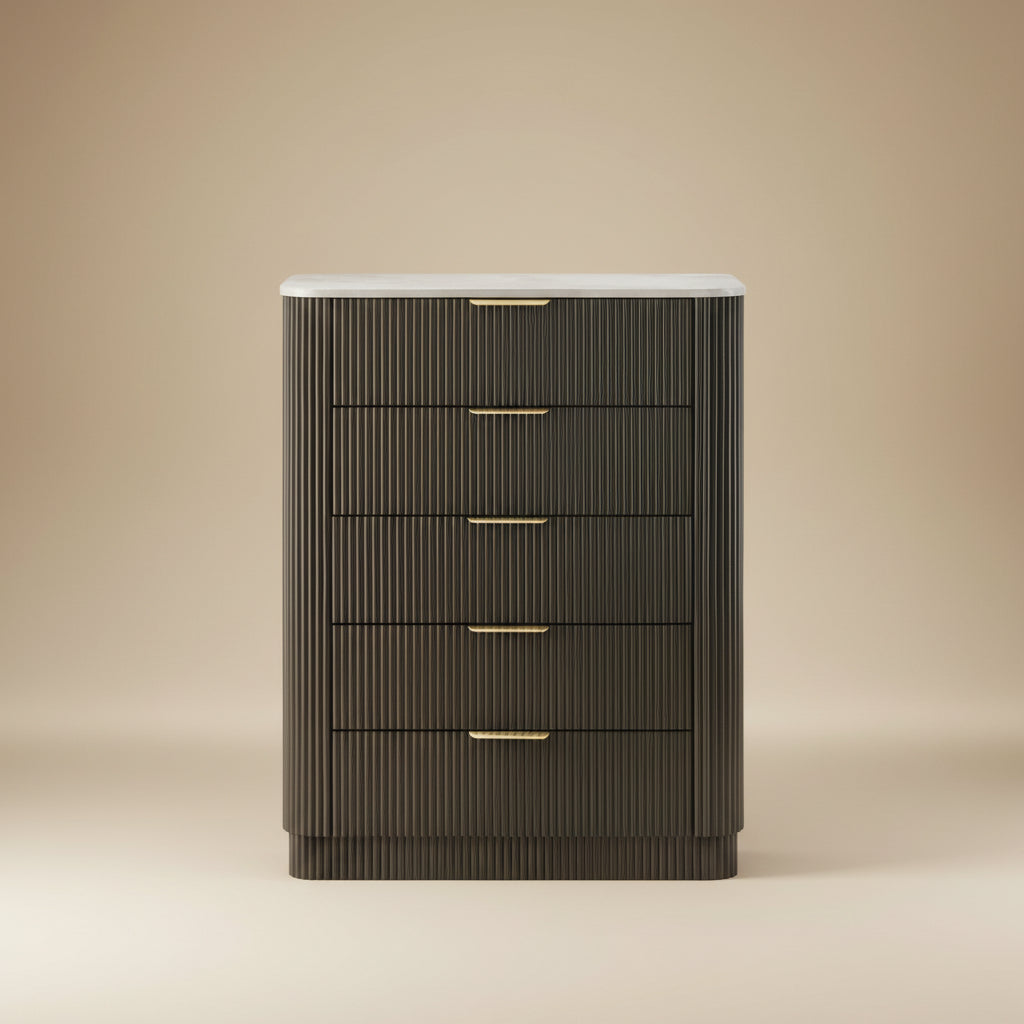 Lantrisant Contemporary Dark Walnut Rubberwood Chest of Dresser by Furniture of America