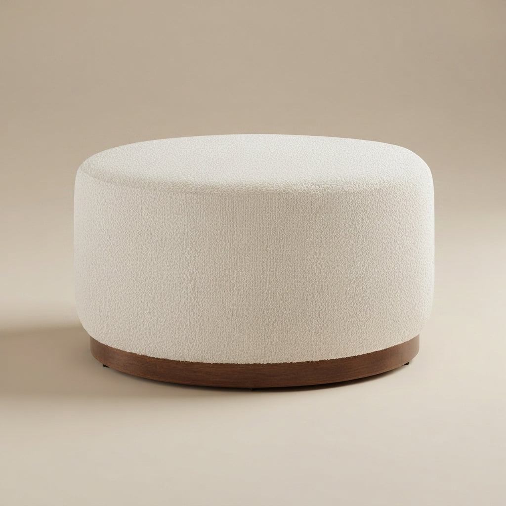 Tilden Large 29" Round Boucle Upholstered Ottoman by Modway