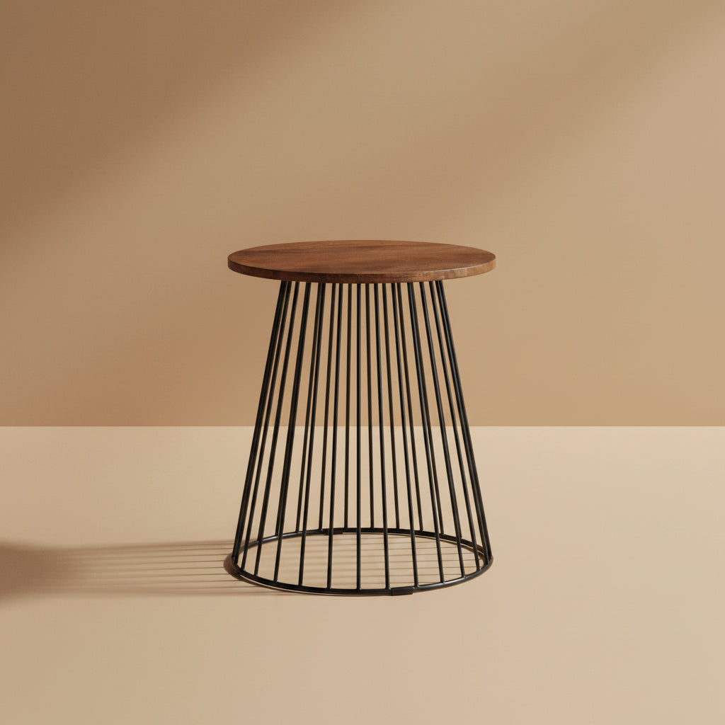 Valeo Round Wood and Metal Side Table by Modway