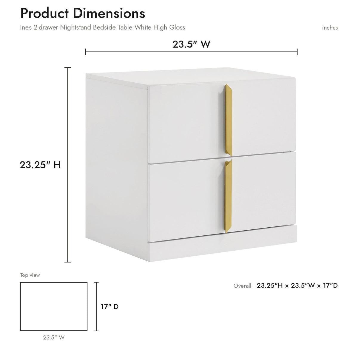 Product dimensions diagram