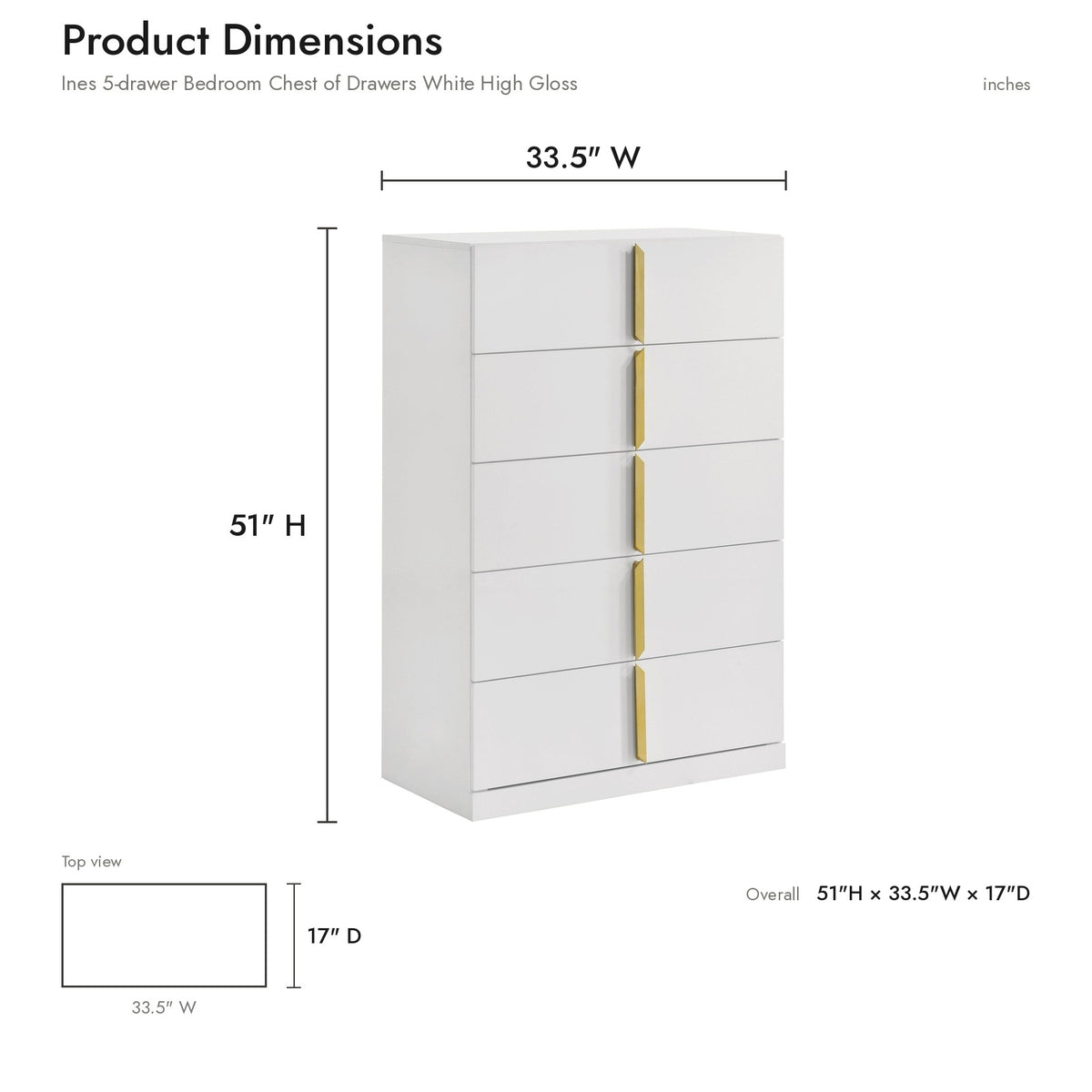 Product dimensions diagram