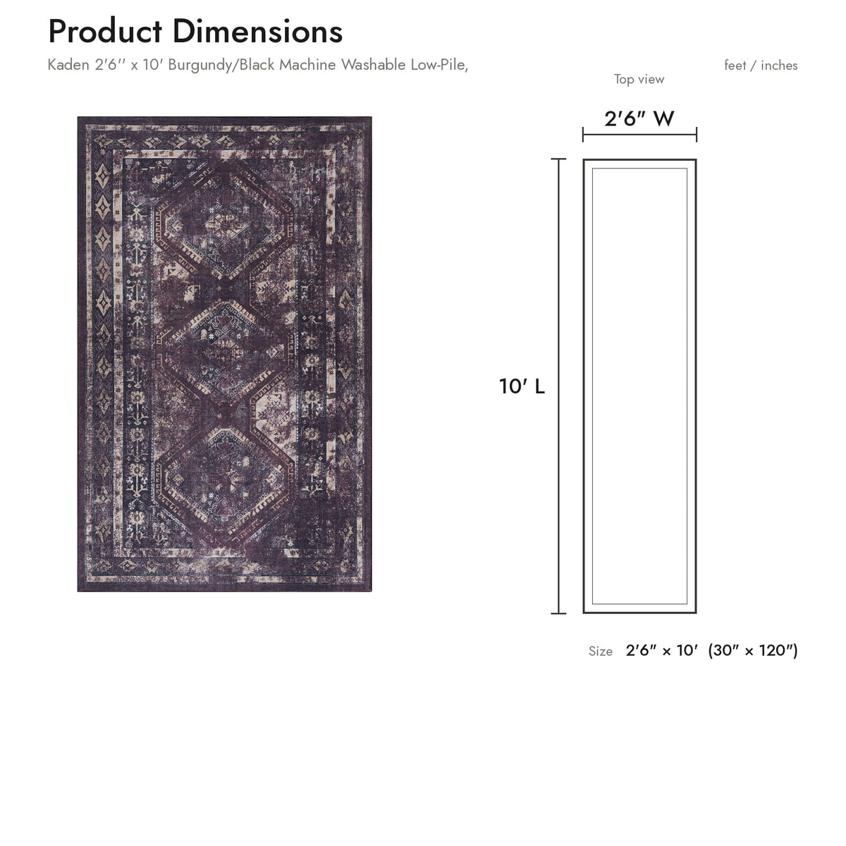 Product dimensions diagram