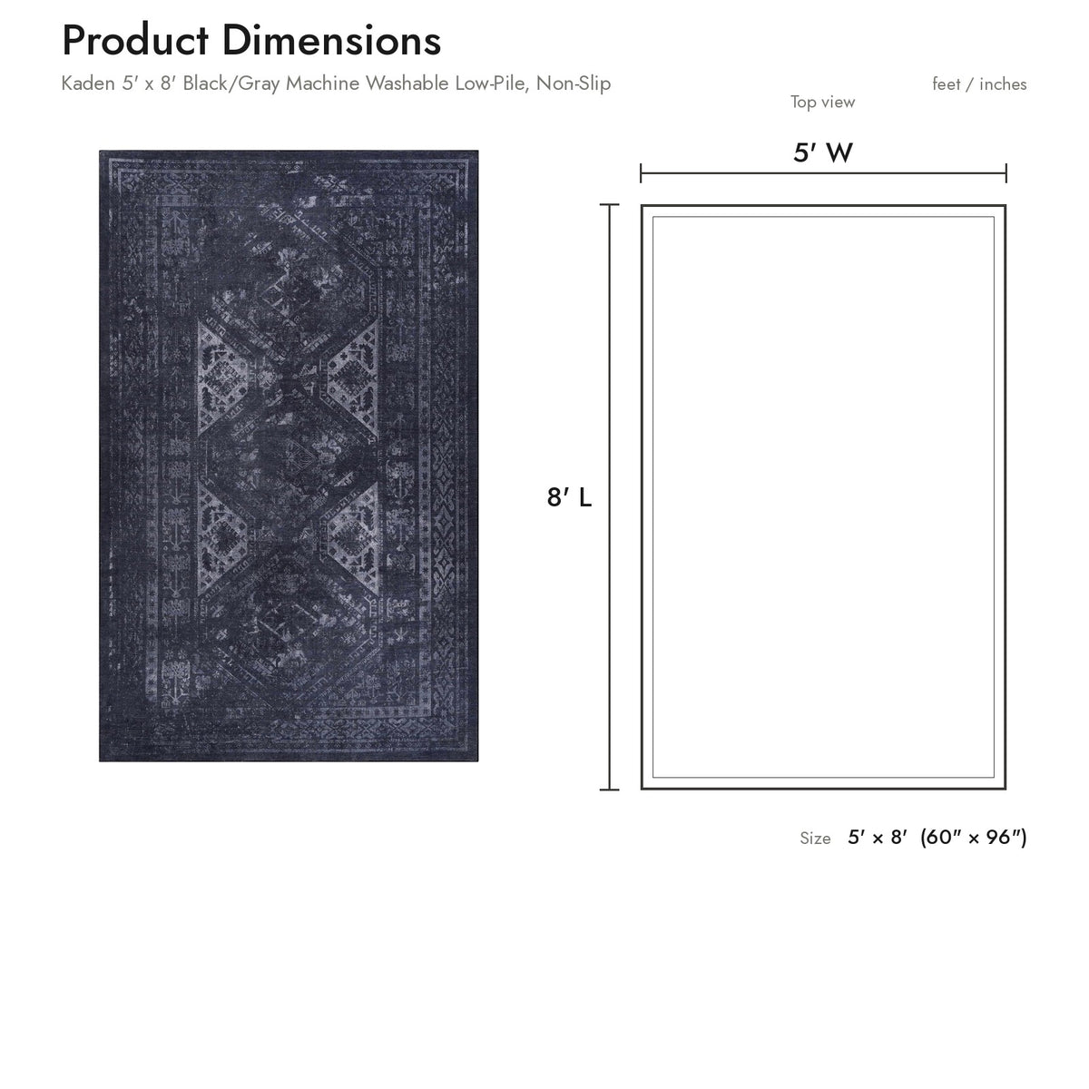 Product dimensions diagram