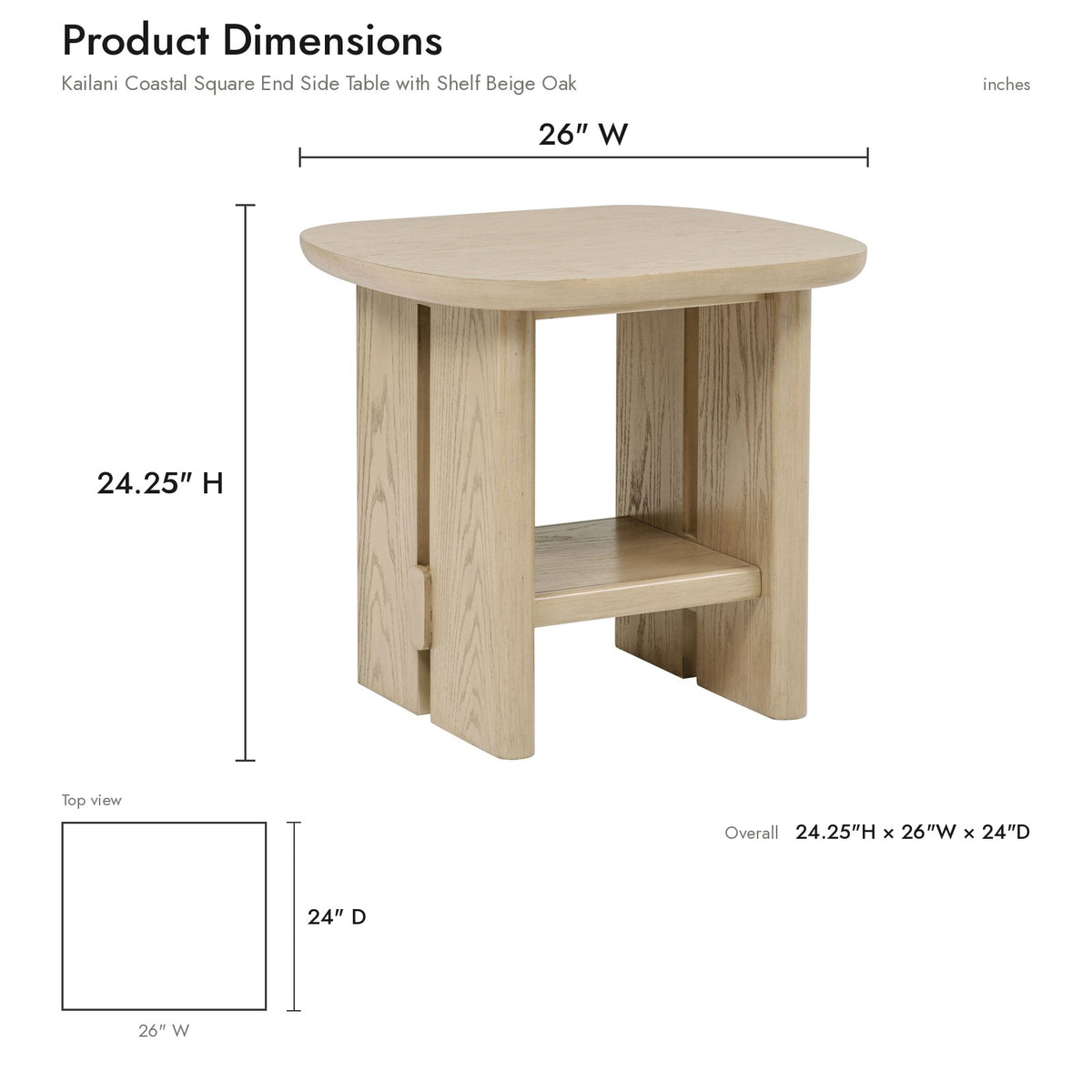 Product dimensions diagram