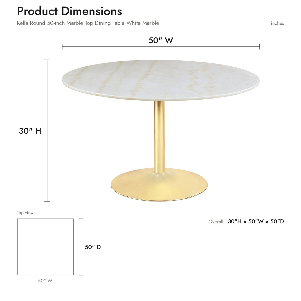 Product dimensions diagram