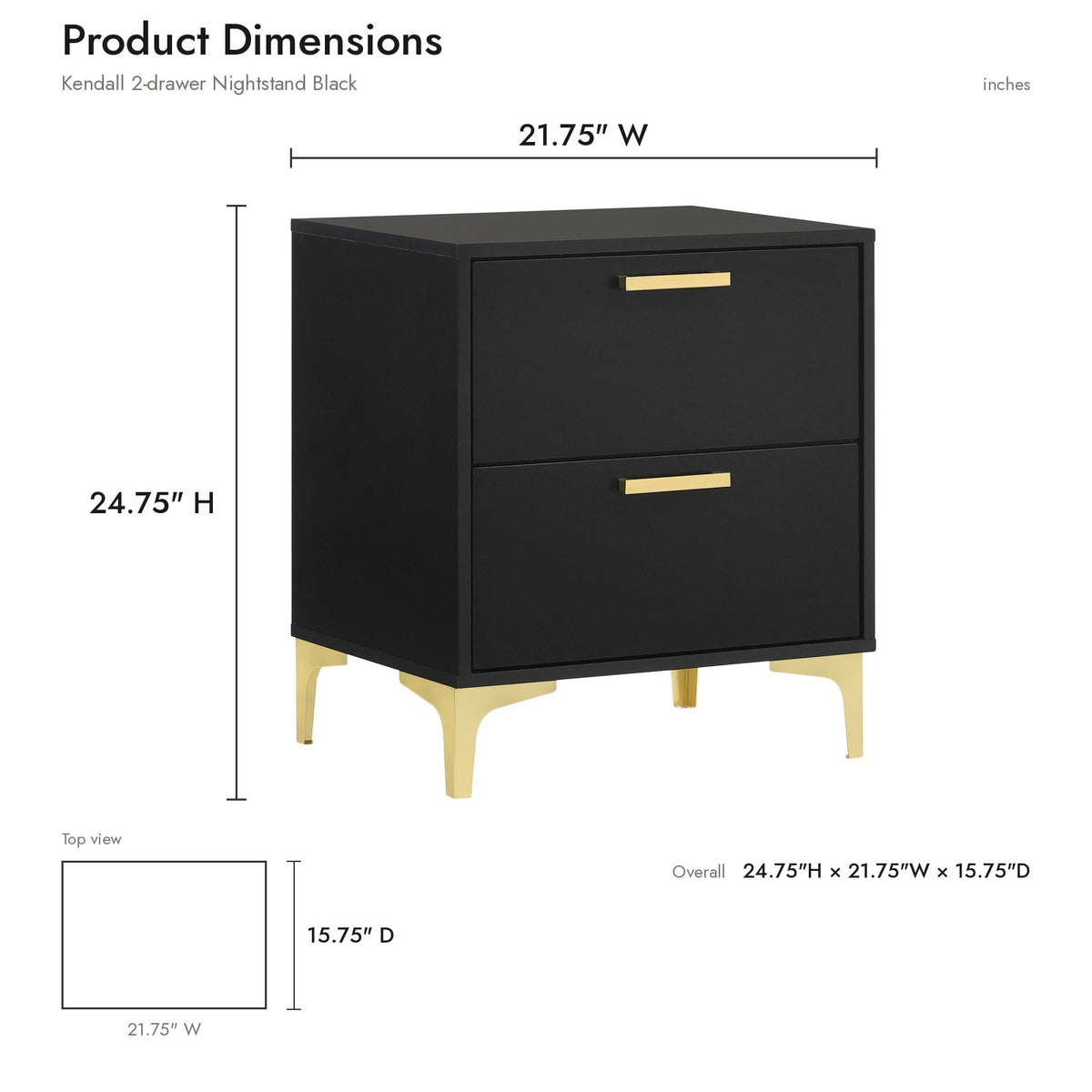 Product dimensions diagram