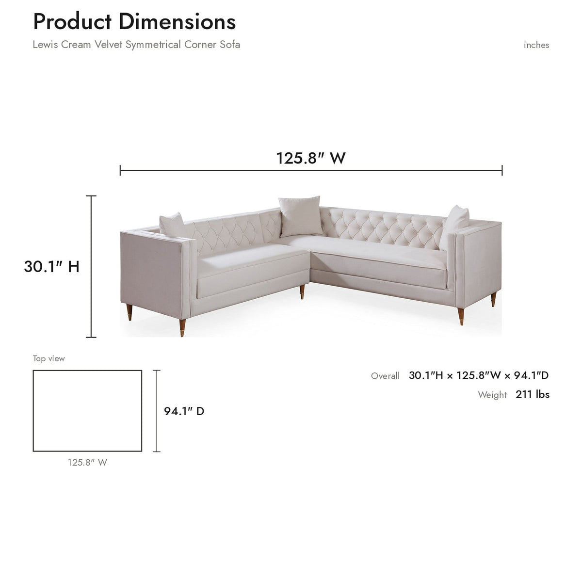 Product dimensions diagram