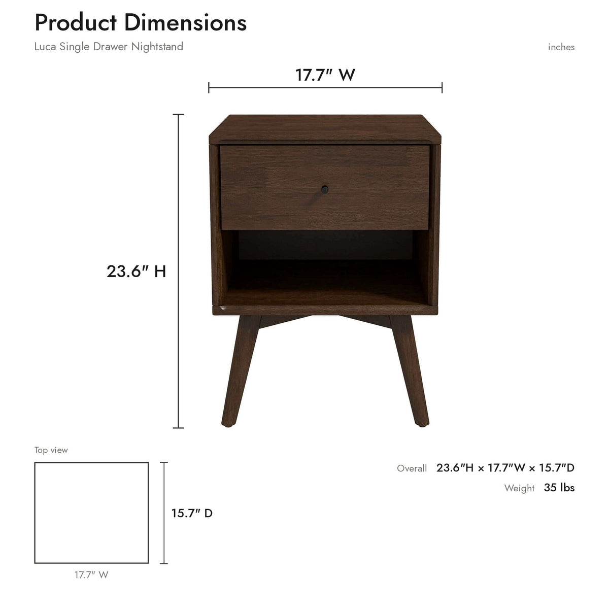 Product dimensions diagram