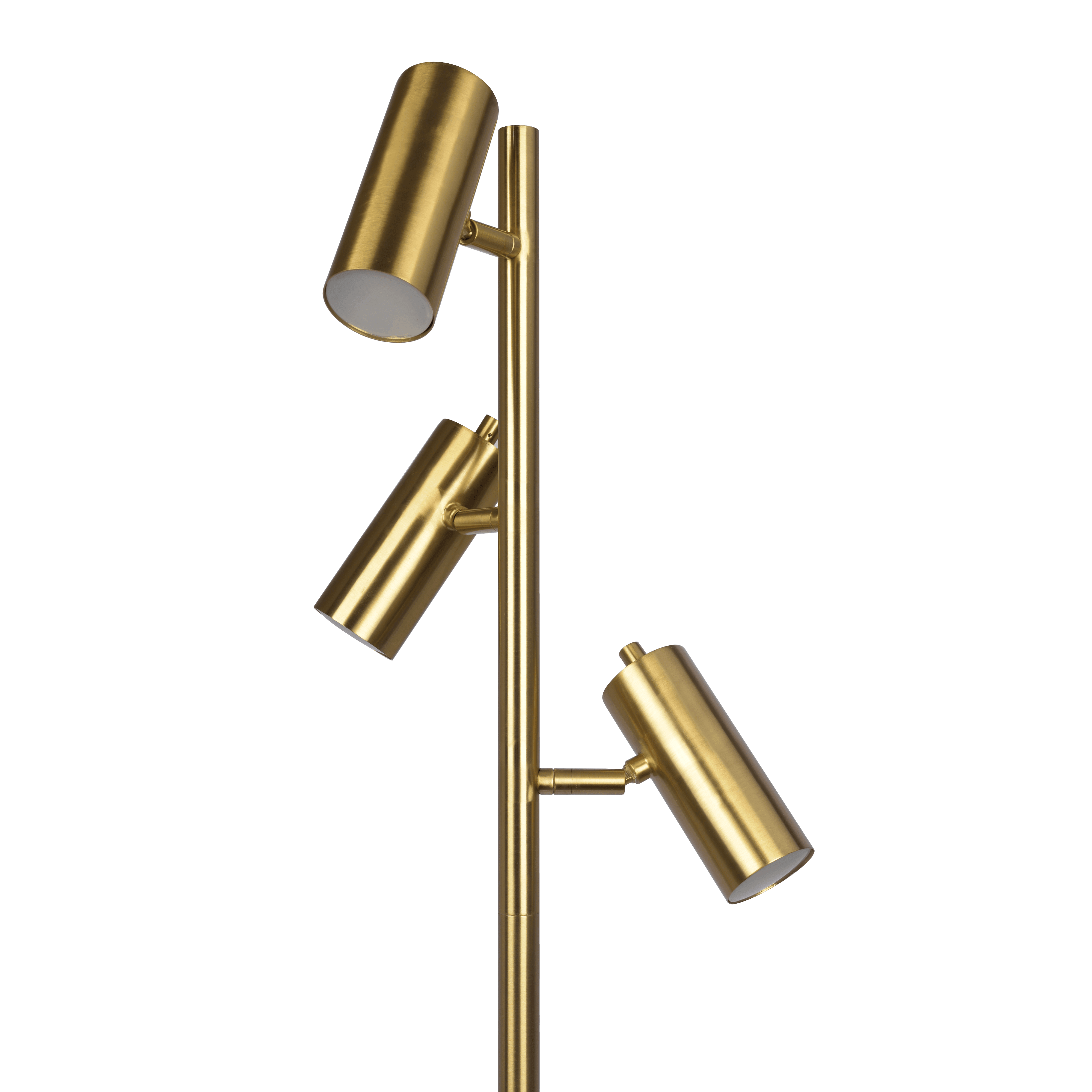 Nairobi Brassed Gold Floor Lamp with Rotary Switch Triple Spots Metal Cone Base