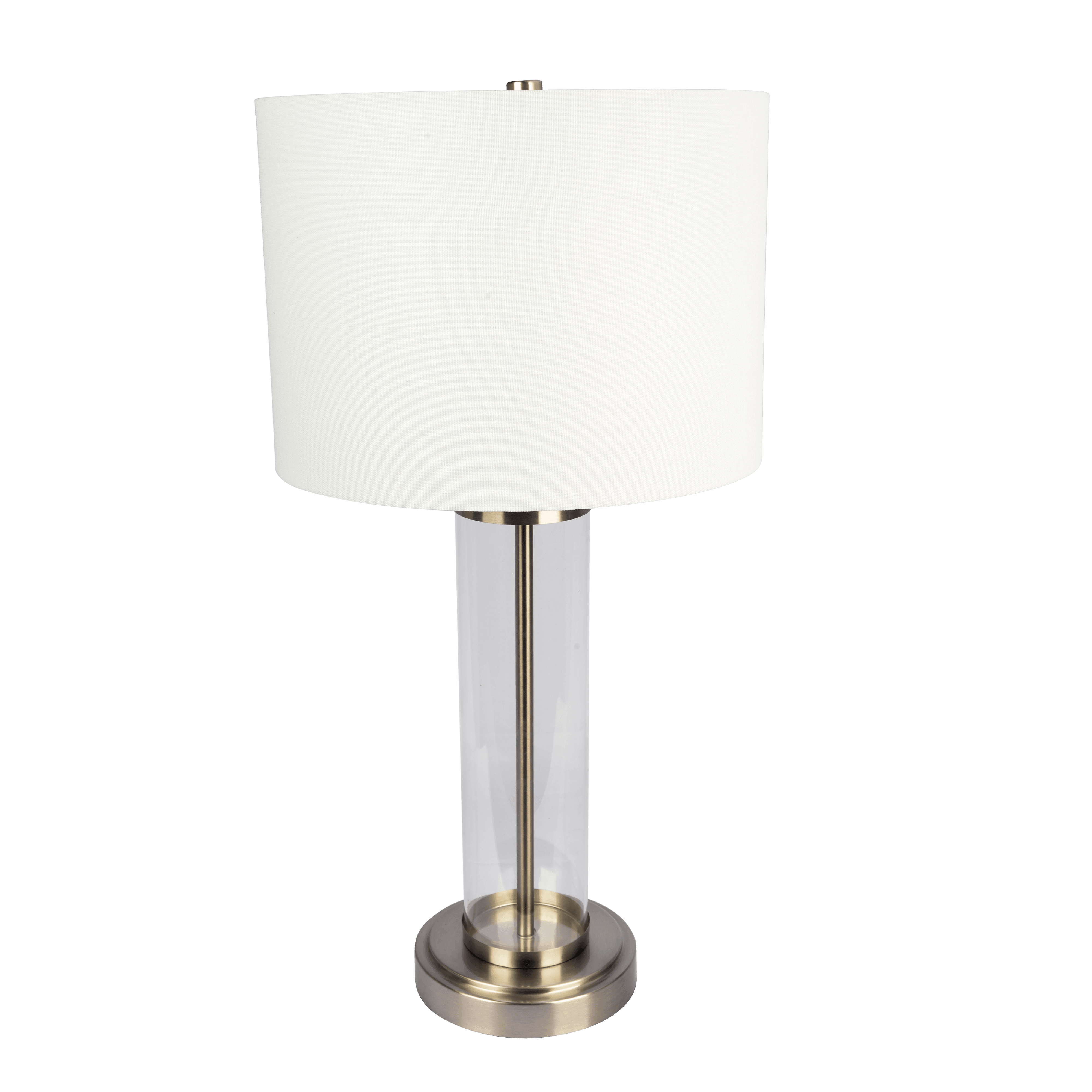 Gemstone Brushed Nickel Table Lamp with On/Off Switch Clear Glass Body  Metal Base